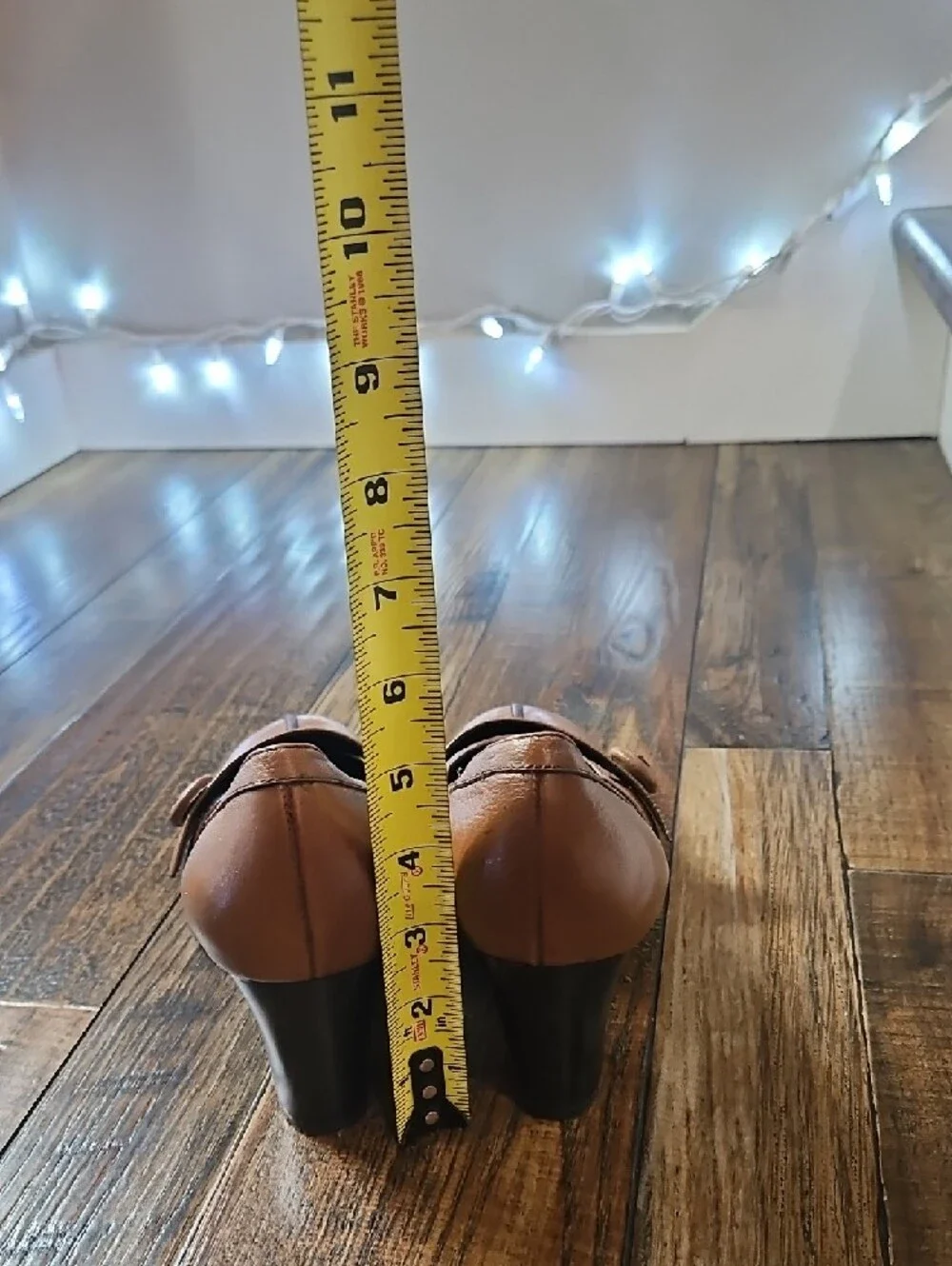 AEROSOLES Brown Leather Mary Jane Block Heel Pumps